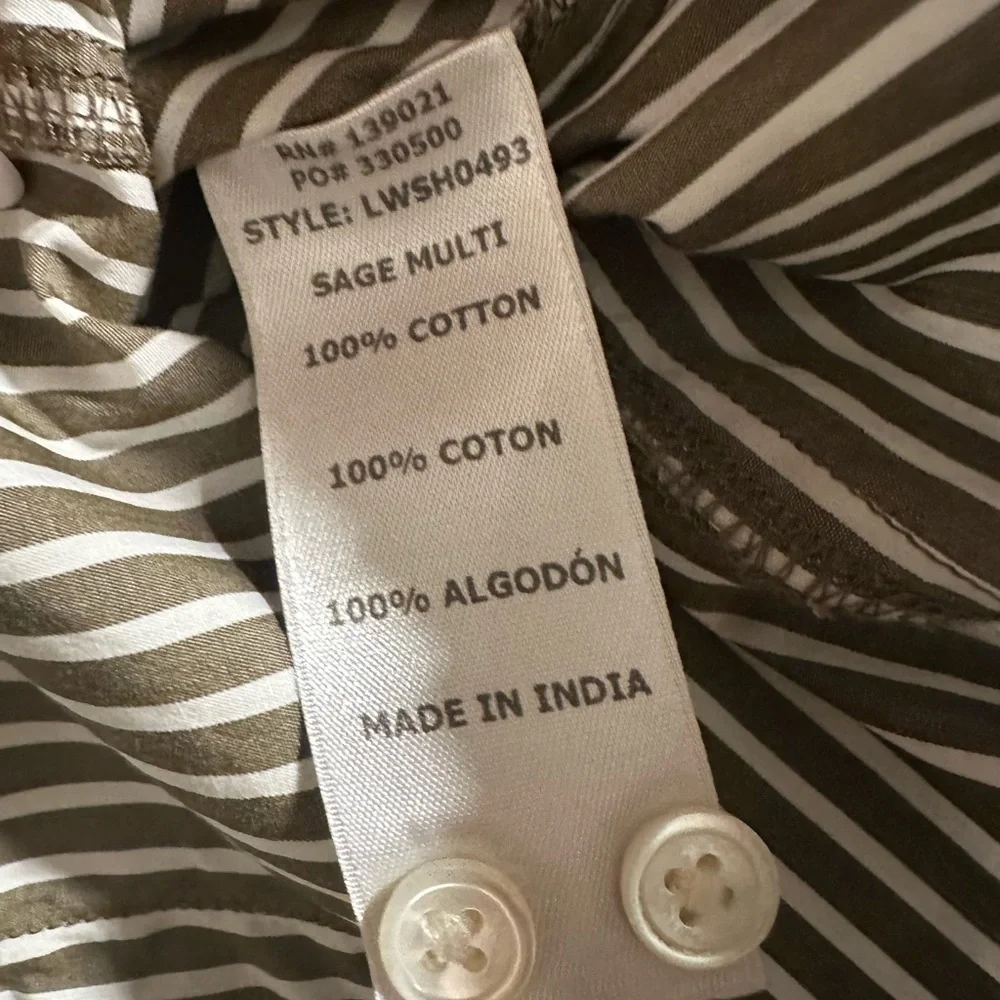 Frame Sage Green Bell Sleeved Striped Poplin Shirt - Picture 8 of 8
